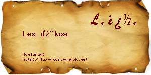 Lex Ákos névjegykártya